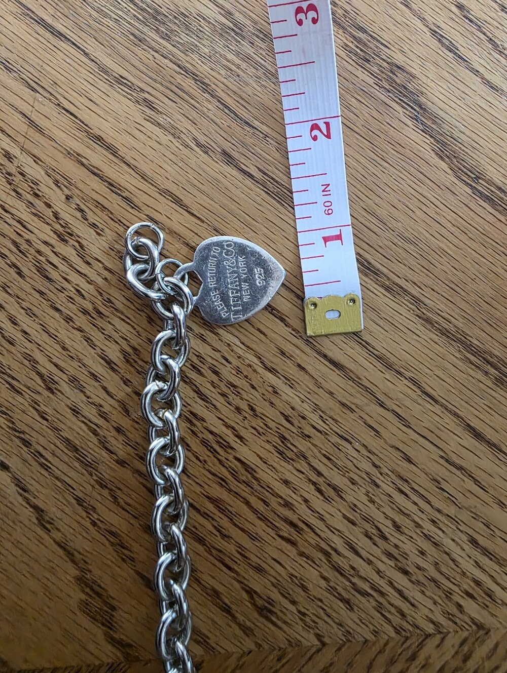 Tiffany & Co. Polished Silver Heart Tag Link Necklace - Picture 7 of 7